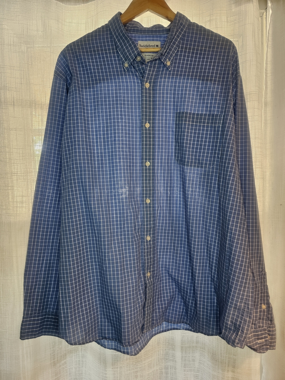 Saddlebred Navy Blue Windowpane Button-Down Shirt